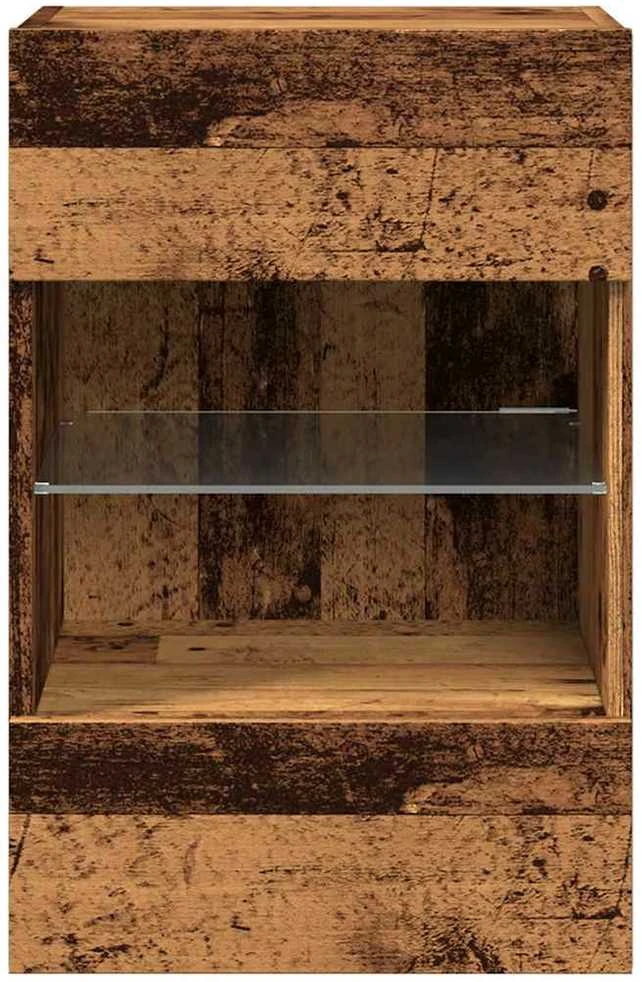 TV staliukas Sieninės spintelės su LED apšvietimu televizoriui 2 vnt, 40x30x60,5 cm