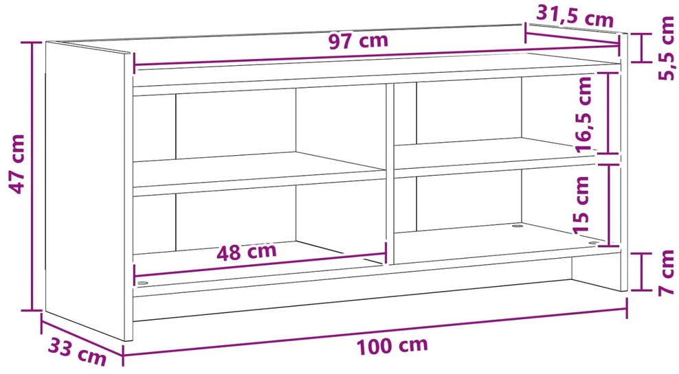 TV staliukas Televizoriaus spintelė 100 x 33 x 47 cm Artisano ąžuolo