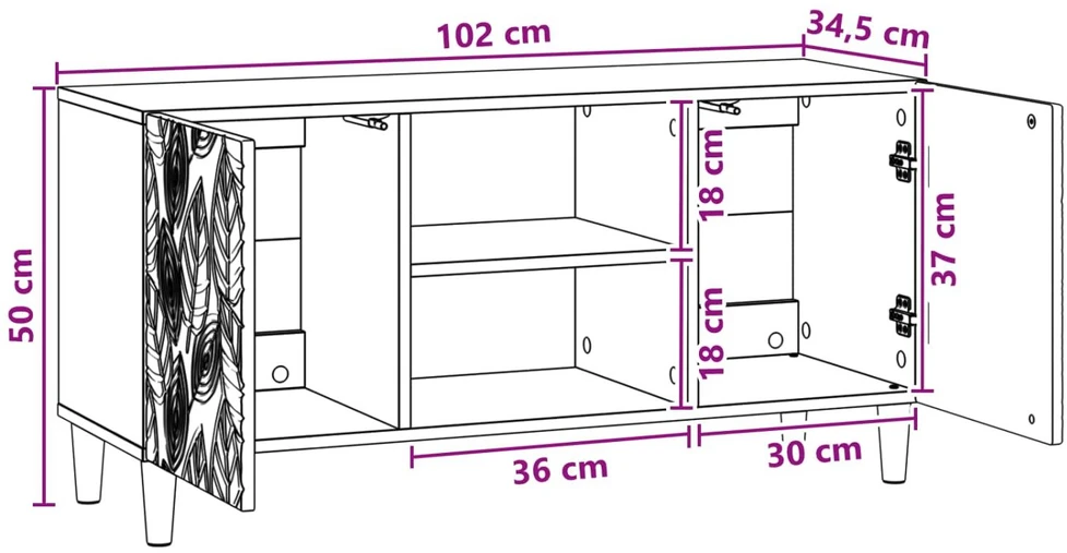TV staliukas Televizoriaus spintelė 102 x 34,5 x 50 cm Pilka Sonoma