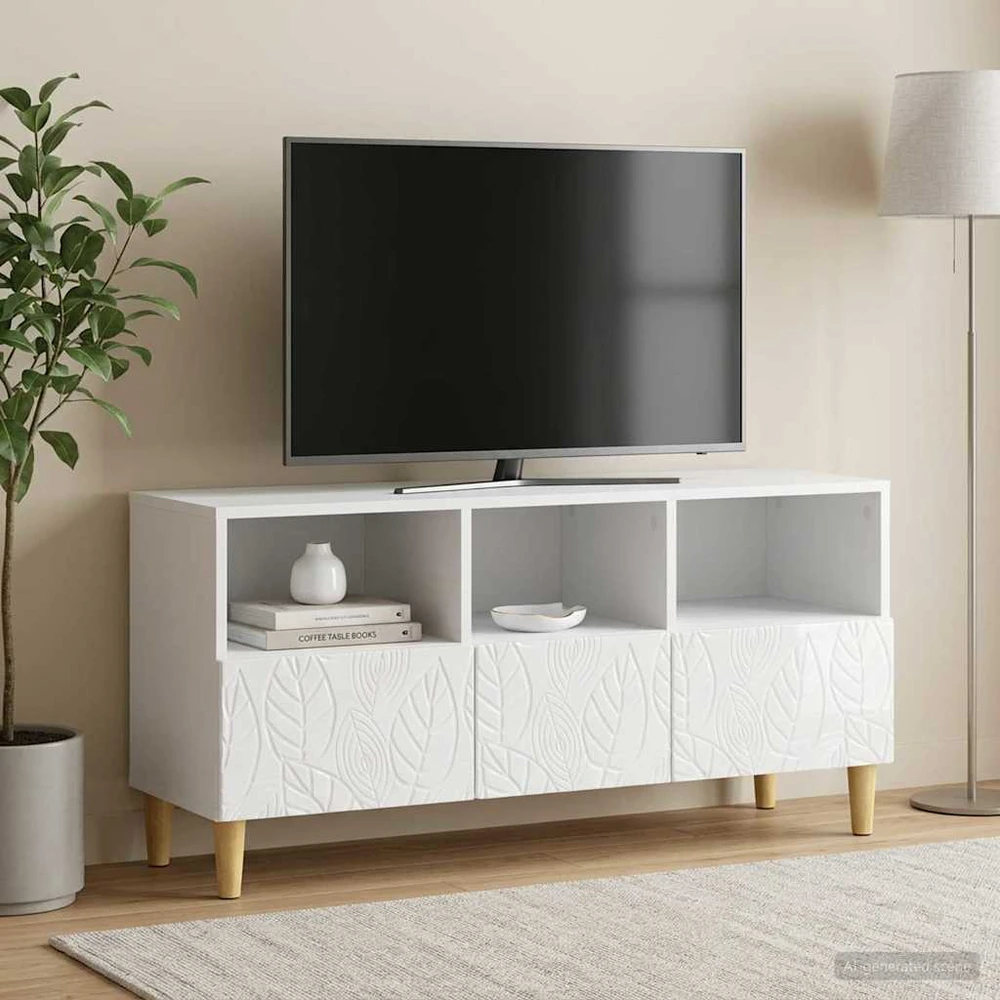 TV staliukas Televizoriaus spintelė 102 x 34,5 x 50 cm Itin blizgi balta