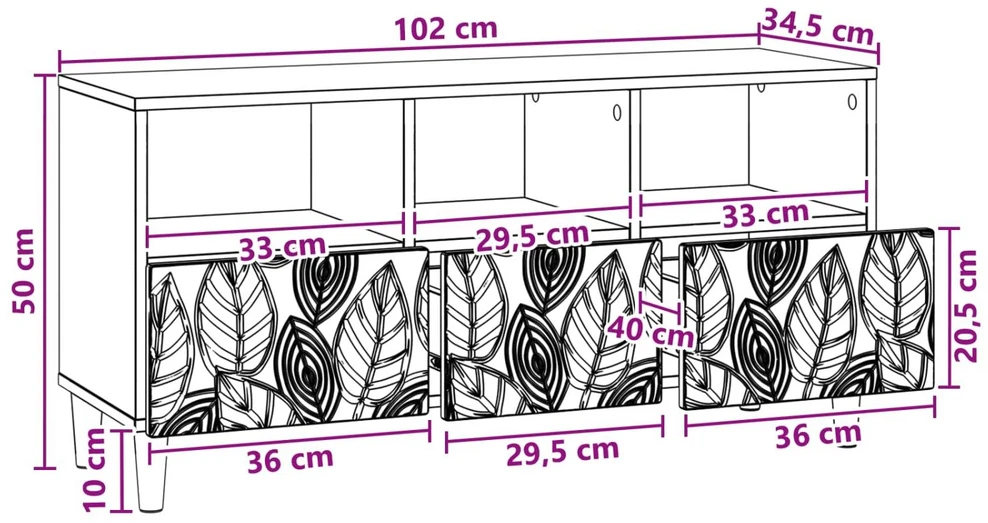 TV staliukas Televizoriaus spintelė 102 x 34,5 x 50 cm Artisano ąžuolo