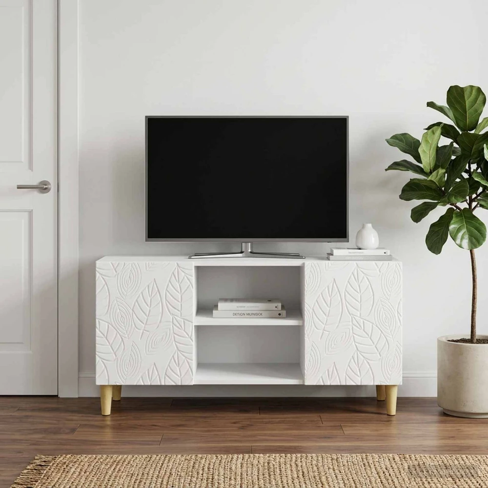 TV staliukas Televizoriaus spintelė 102 x 34,5 x 50 cm Itin blizgi balta