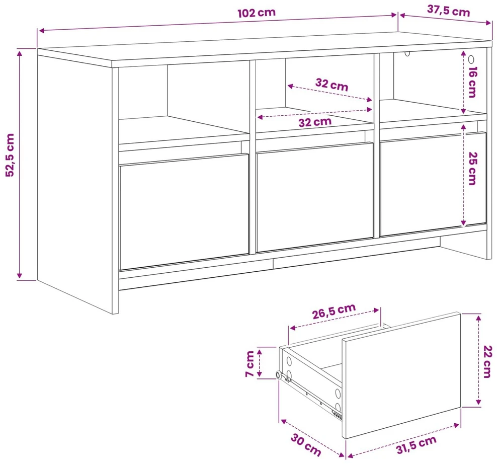 TV staliukas Televizoriaus spintelė 102 x 37,5 x 52,5 cm Juodojo ąžuolo