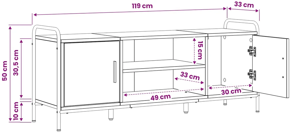 TV staliukas Televizoriaus spintelė 119 x 33 x 50 cm Juodojo ąžuolo