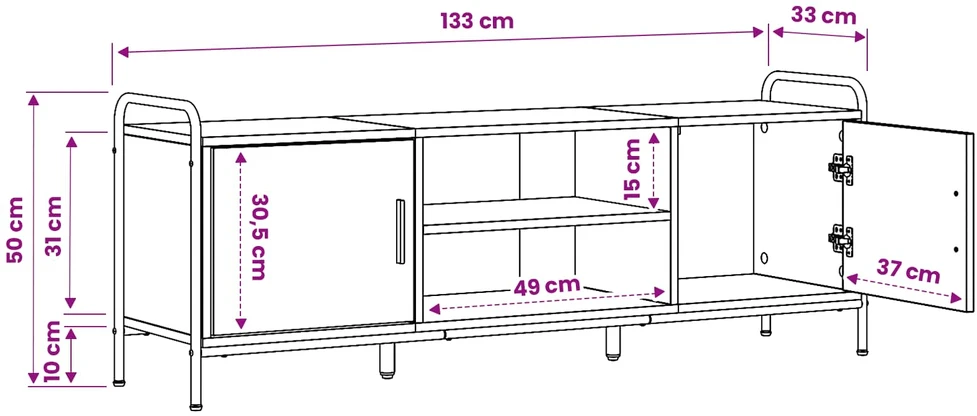 TV staliukas Televizoriaus spintelė 133 x 33 x 50 cm Juodojo ąžuolo