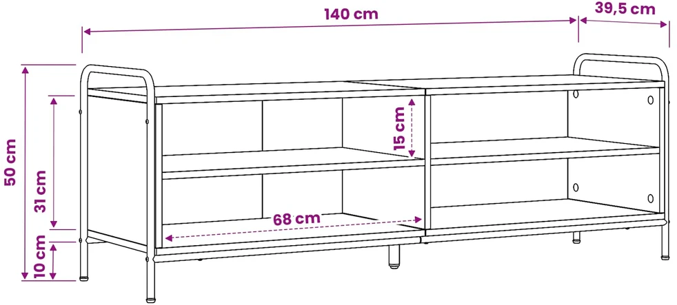 TV staliukas Televizoriaus spintelė 140 x 39,5 x 50 cm Sendintos medienos