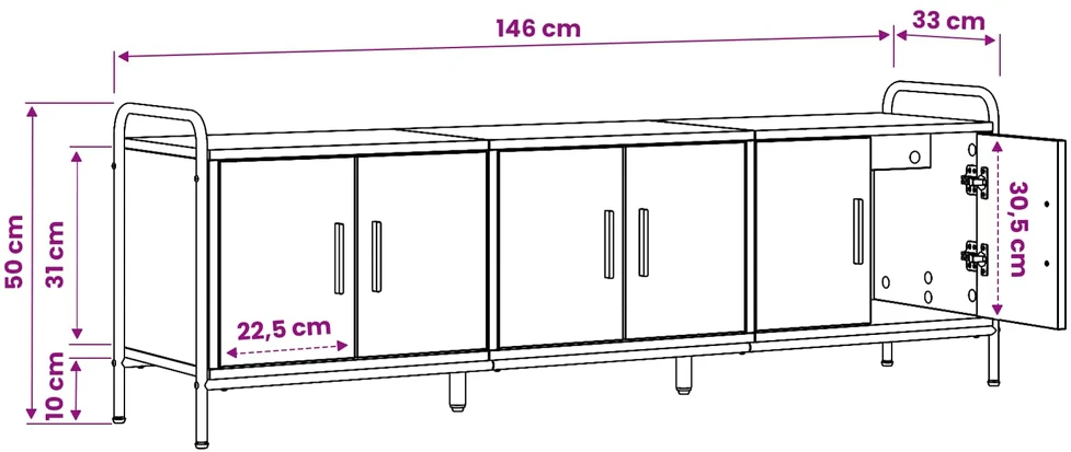 TV staliukas Televizoriaus spintelė 146 x 33 x 50 cm Dūminio ąžuolo