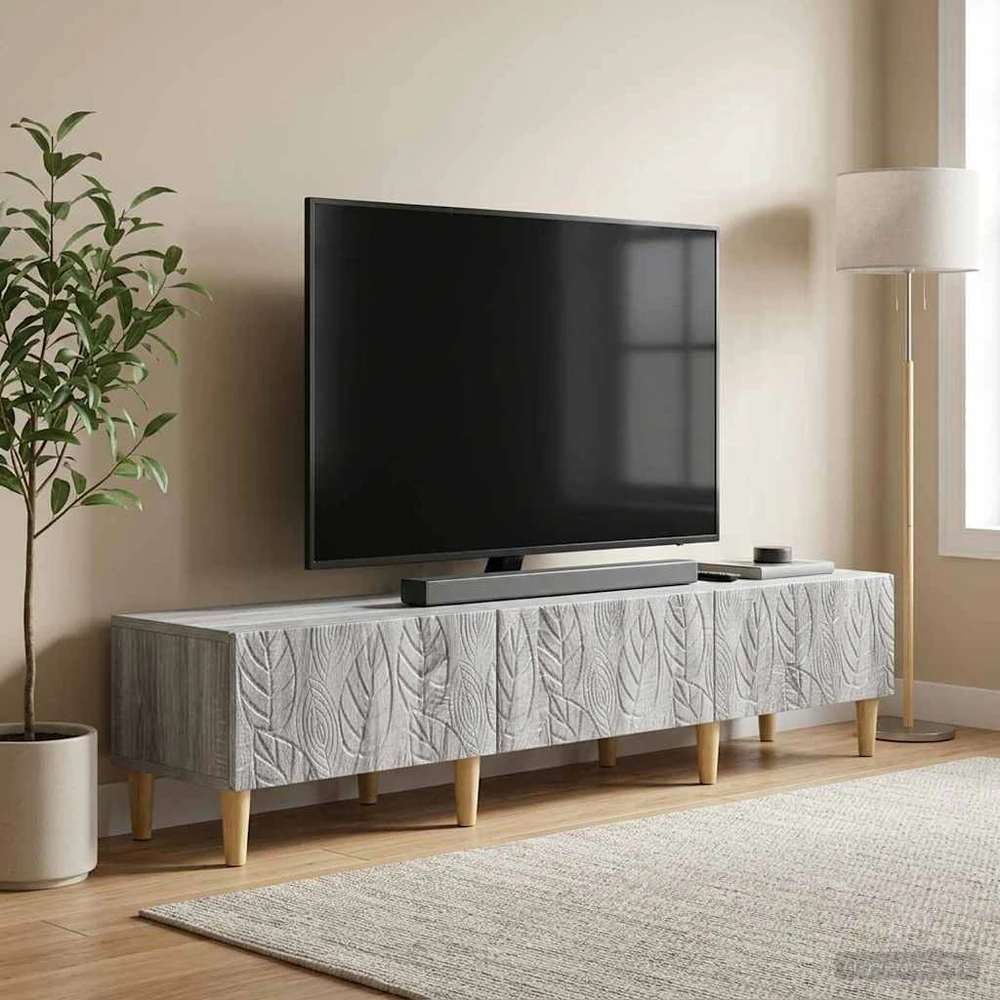 TV staliukas Televizoriaus spintelė 147 x 34,5 x 30 cm Pilka Sonoma