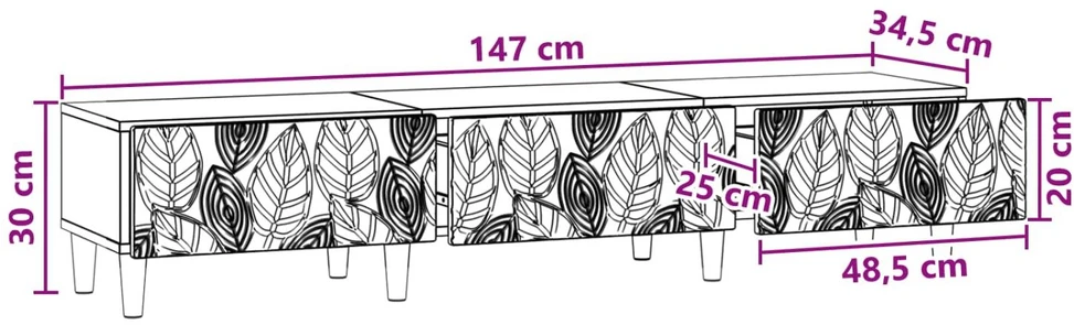 TV staliukas Televizoriaus spintelė 147 x 34,5 x 30 cm Pilka Sonoma