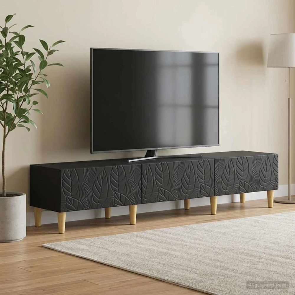 TV staliukas Televizoriaus spintelė 147 x 34,5 x 30 cm Juoda