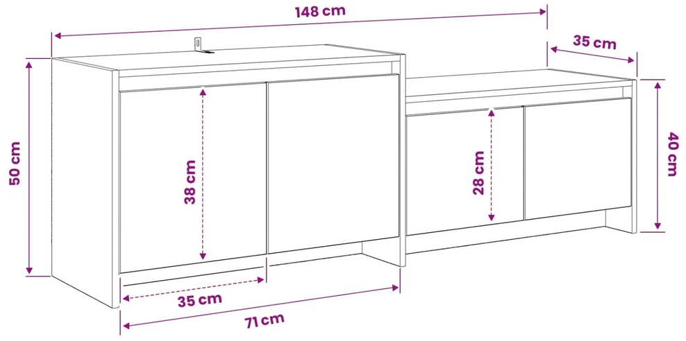 TV staliukas Televizoriaus spintelė 147 x 35 x 50 cm Juodojo ąžuolo