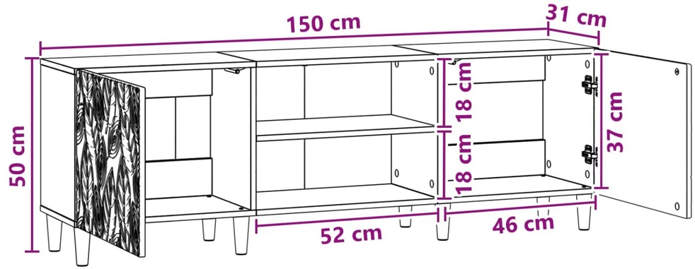 TV staliukas Televizoriaus spintelė 150 x 31 x 50 cm Sendintos medienos