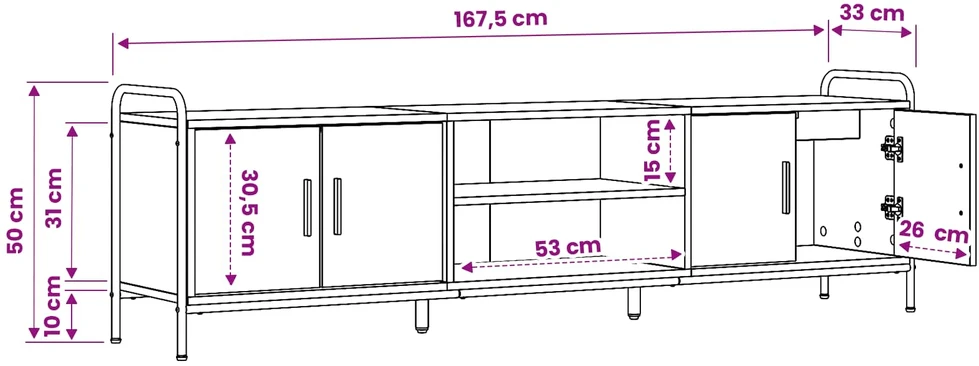 TV staliukas Televizoriaus spintelė 167,5 x 33 x 50 cm Juodojo ąžuolo