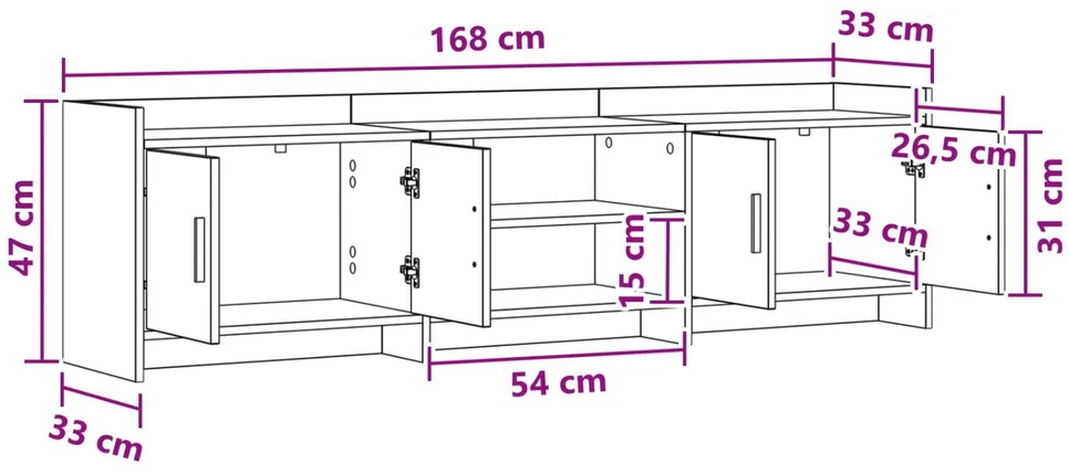 TV staliukas Televizoriaus spintelė 168 x 33 x 47 cm Sendintos medienos