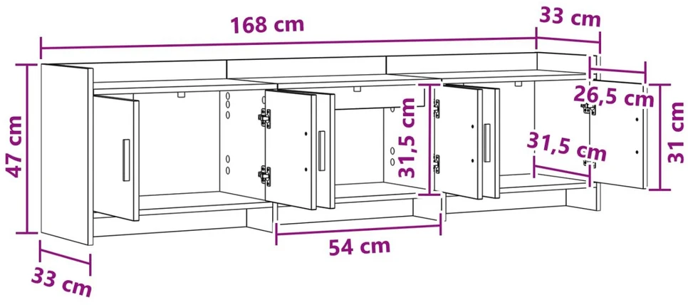 TV staliukas Televizoriaus spintelė 168 x 33 x 47 cm Artisano ąžuolo