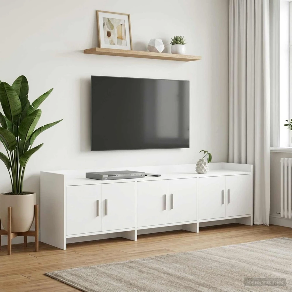 TV staliukas Televizoriaus spintelė 168 x 33 x 47 cm Balta Apdirbta mediena