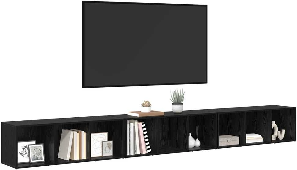 TV staliukas TV spintelių komplektas 3 vnt. Juodas ąžuolas Apdirbta mediena