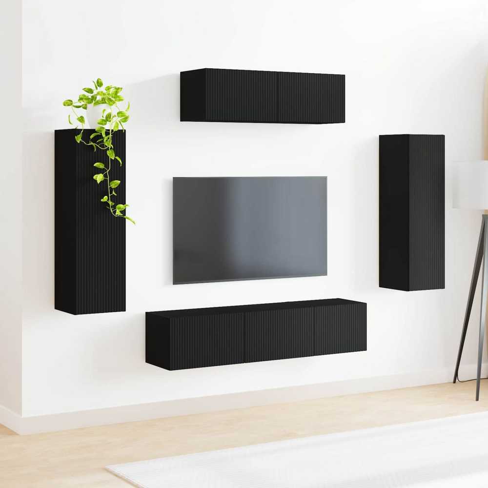 TV staliukas Televizoriaus spintelė 5 vnt. Juoda
