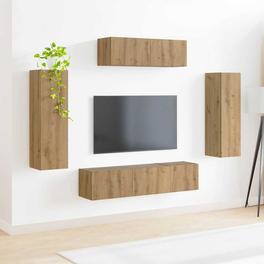 TV staliukas Televizoriaus spintelė 5 pcs Amatininkų ąžuolas