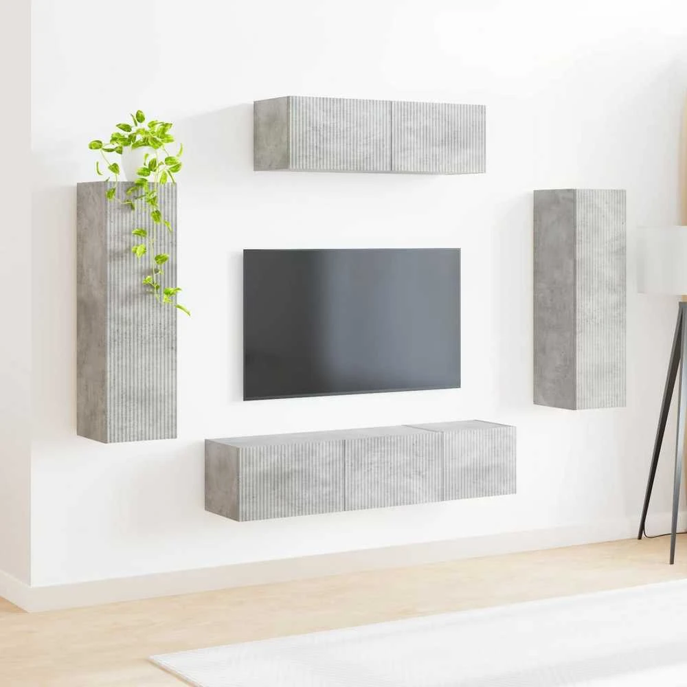 TV staliukas Televizoriaus spintelė 5 vnt. Betono pilka