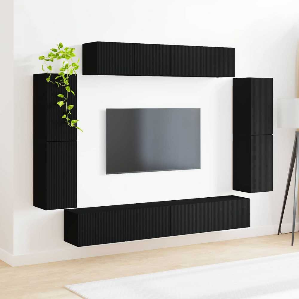 TV staliukas Televizoriaus spintelė 8 vnt. Juoda