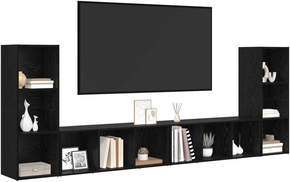 TV staliukas TV spintelių komplektas 4 vnt. Juodas ąžuolas Apdirbta mediena