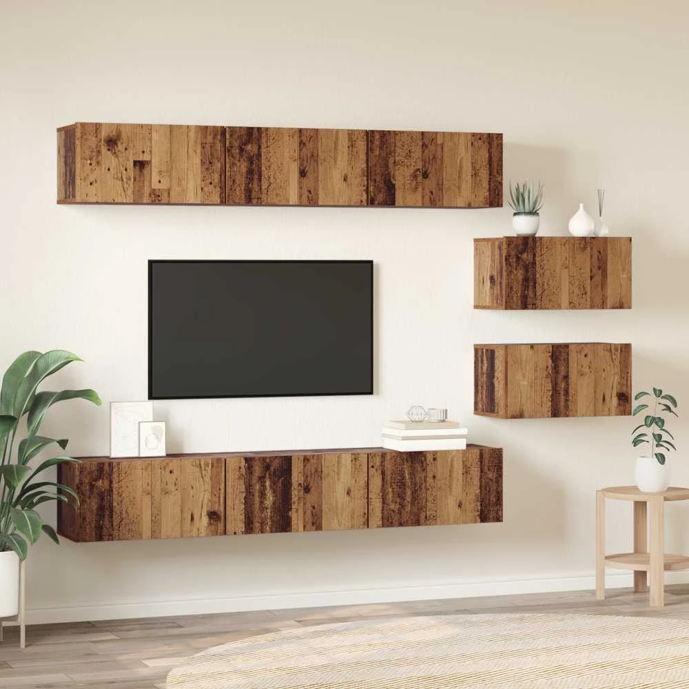 TV staliukas TV spintelių komplektas 8 vnt. Senas medis Apdirbta mediena