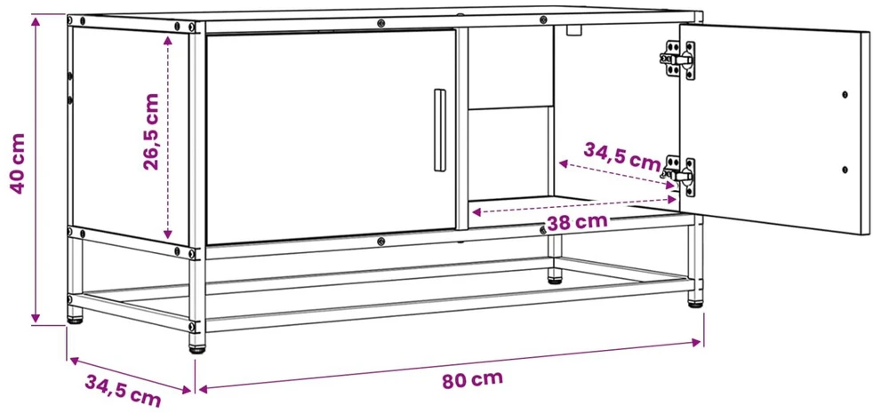 TV staliukas Televizoriaus spintelė 80 x 34,5 x 40 cm Artisano ąžuolo