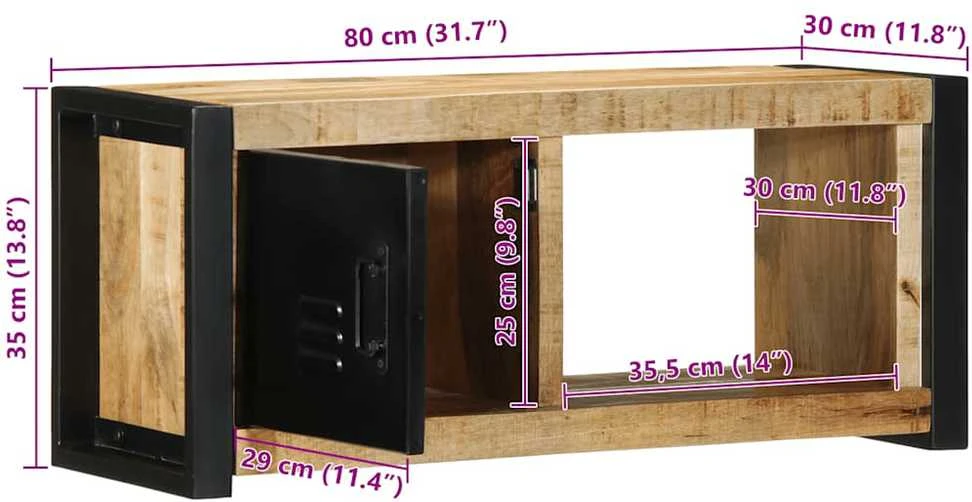 TV staliukas televizoriaus spintelė 80x30x35 cm Masyvus Rough Wood Mango