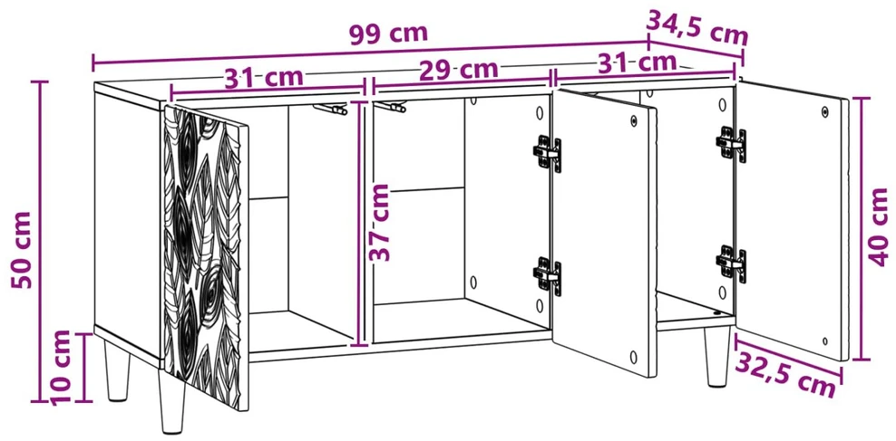 TV staliukas Televizoriaus spintelė 99 x 34,5 x 50 cm Betono pilka