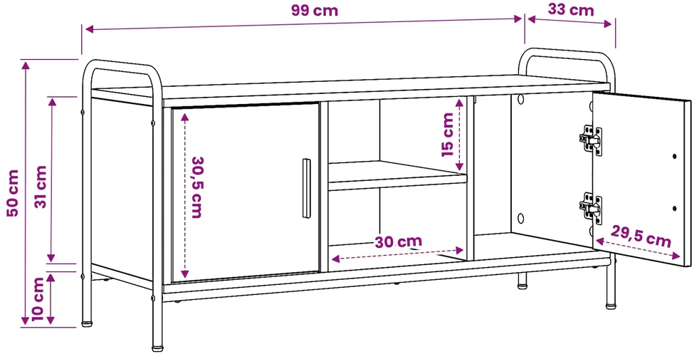 TV staliukas Televizoriaus spintelė 99 x 33 x 50 cm Juodojo ąžuolo