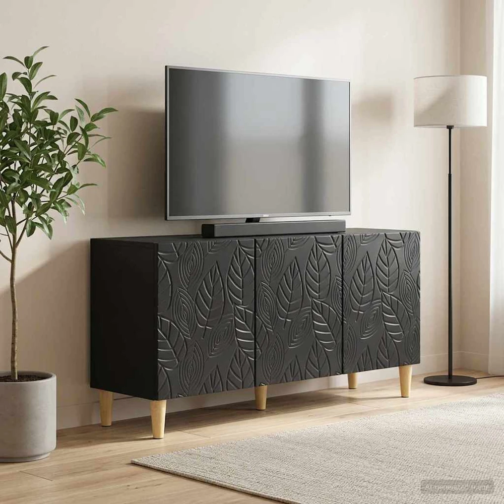 TV staliukas Televizoriaus spintelė 99 x 34,5 x 50 cm Juoda Apdirbta mediena