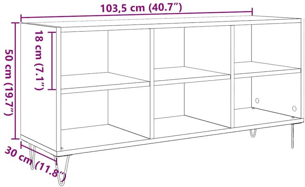 TV staliukas Televizoriaus spintelė 103,5 x 30 x 50 cm Amatininkų ąžuolas