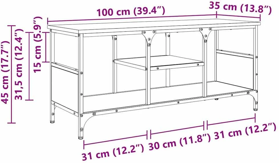 TV staliukas Televizoriaus spintelė 100 x 35 x 45 cm Amatininkų ąžuolas