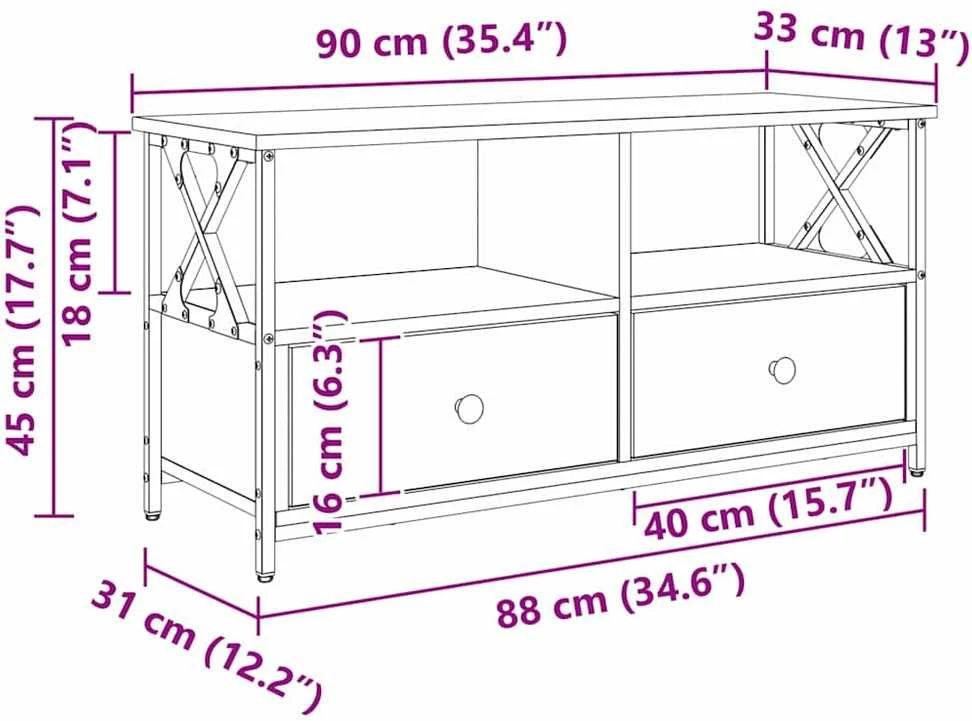 TV staliukas Televizoriaus spintelė 90 x 33 x 45 cm Amatininkų ąžuolas