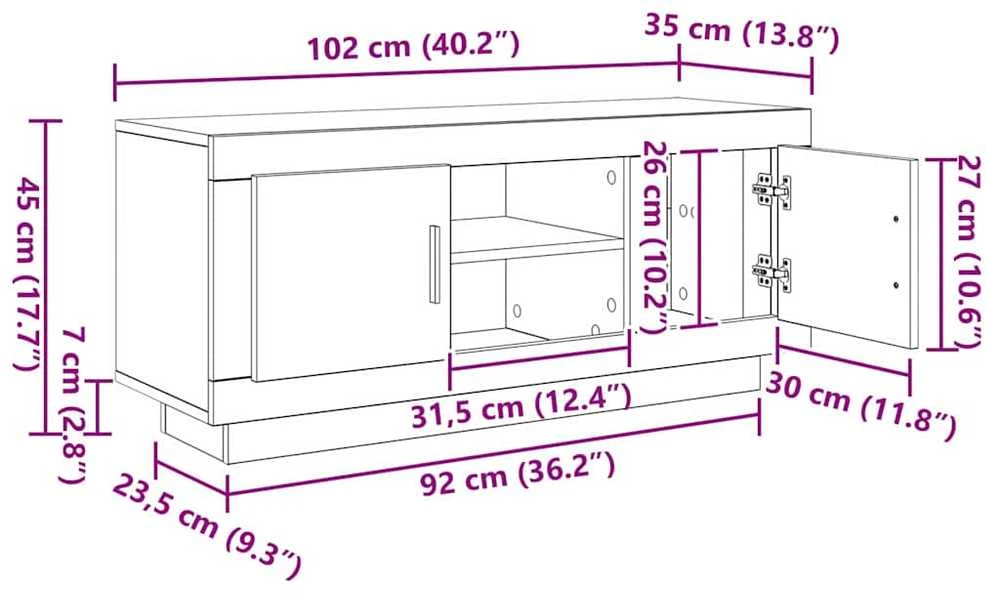TV staliukas Televizoriaus spintelė 102 x 35 x 45 cm Amatininkų ąžuolas