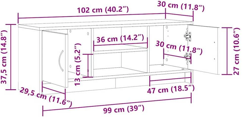 TV staliukas televizoriaus spintelė Artisan ąžuolas 102x30x37,5 cm