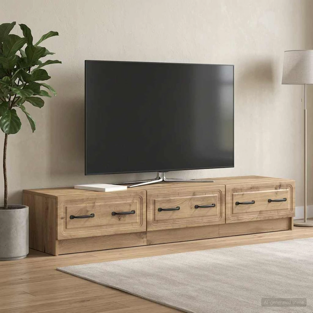 TV staliukas Televizoriaus spintelė 147 x 34,5 x 27 cm Artisano ąžuolo