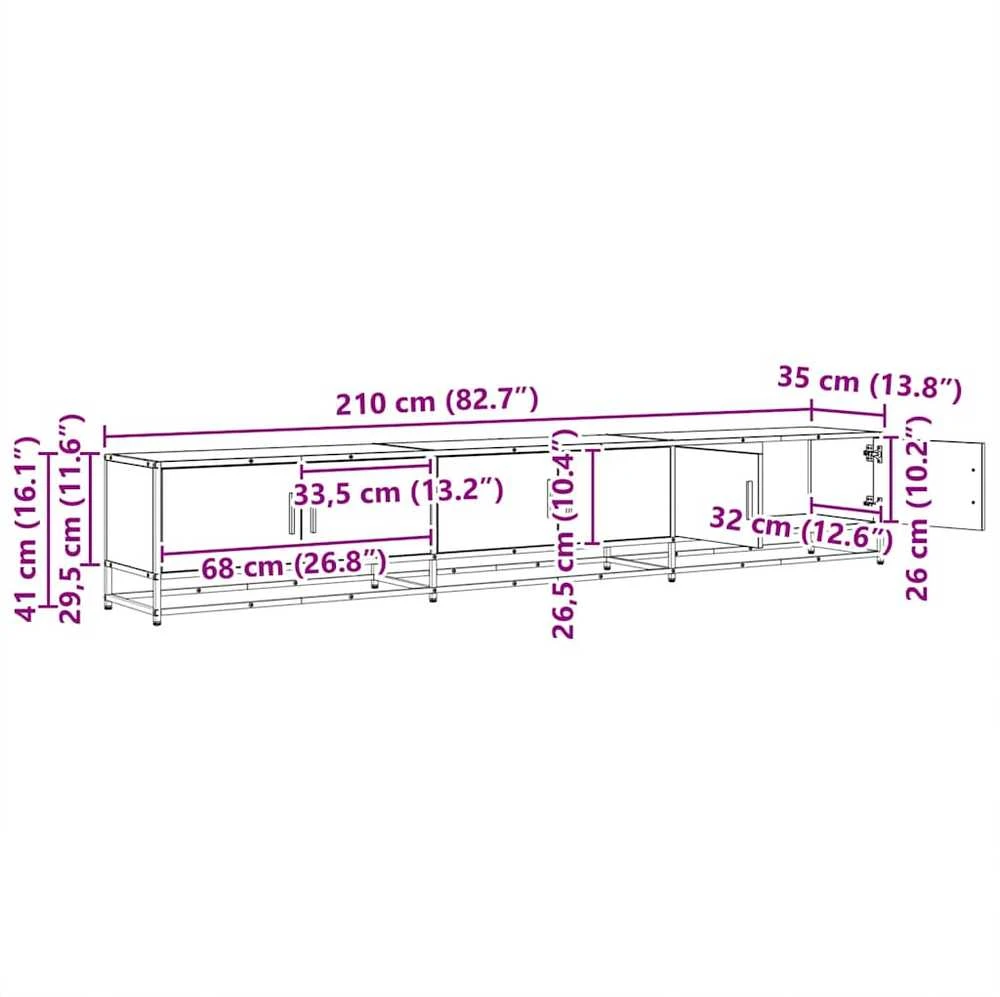 TV staliukas TV vienetai 210 x 35 x 41 cm Amatininkų ąžuolas