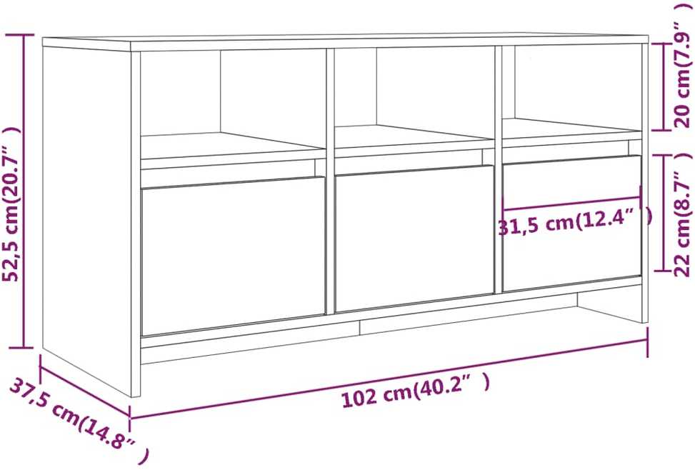 TV staliukas Televizoriaus spintelė, ąžuolo, 102x37,5x52,5cm, mediena