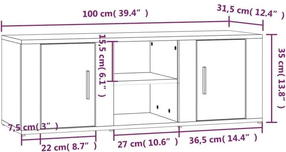 TV staliukas Televizoriaus spintelė, ąžuolo, 100x31,5x35cm, apdirbta mediena