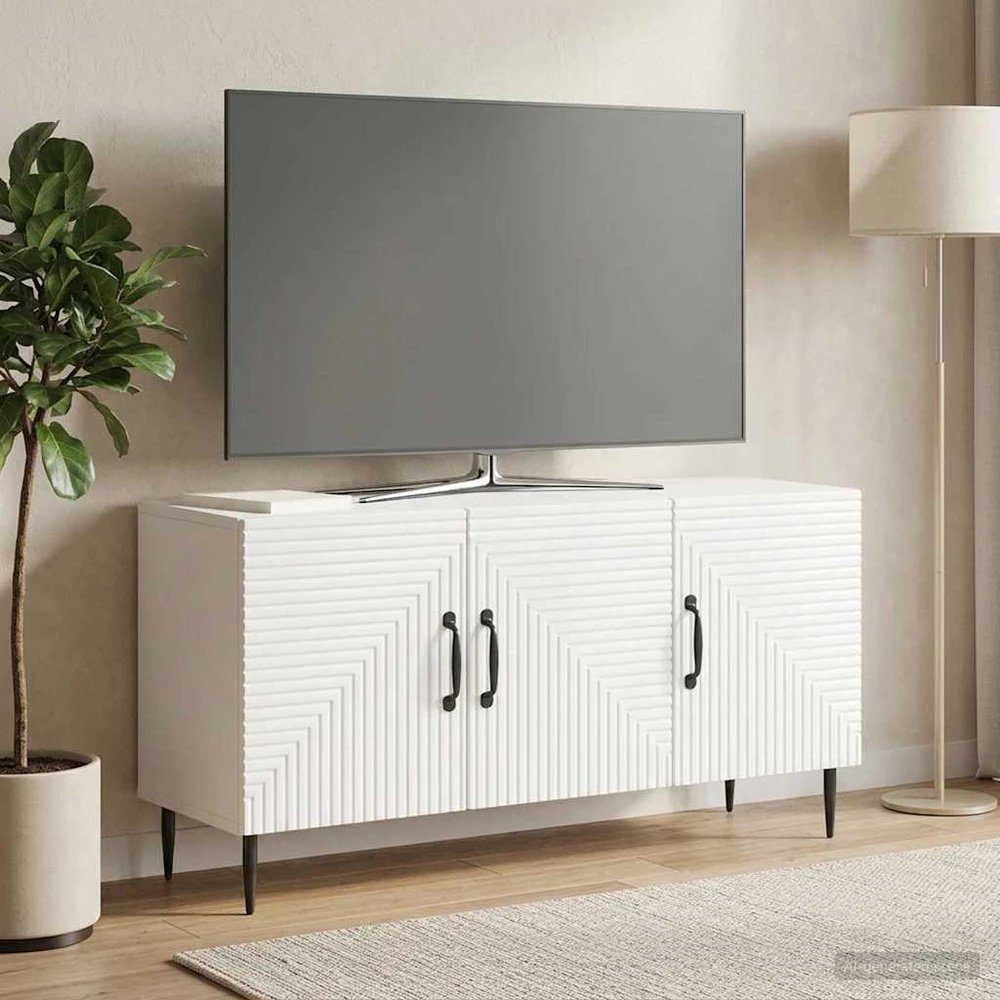 TV staliukas Televizoriaus spintelė Balta 99 x 34,5 x 50 cm Apdirbta mediena