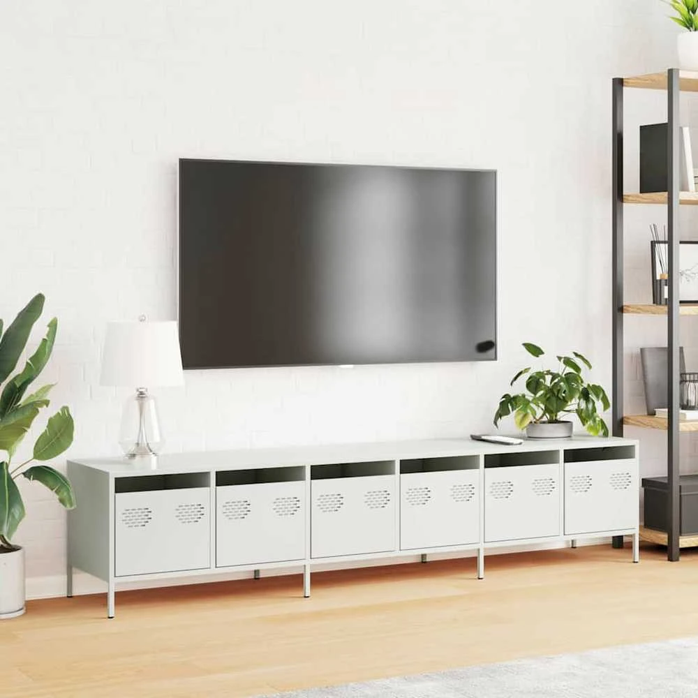 TV staliukas Televizoriaus spintelė, balta, 202x39x43,5cm, plienas