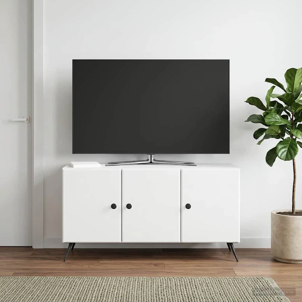 TV staliukas Televizoriaus spintelė Balta 99 x 34,5 x 50 cm Apdirbta mediena