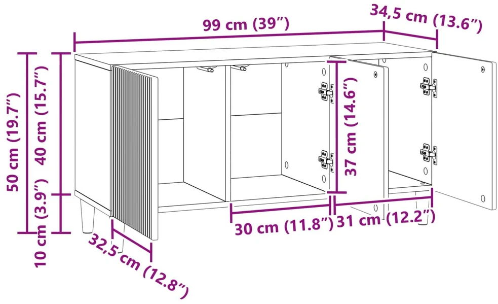 TV staliukas Televizoriaus spintelė Balta 99 x 34,5 x 50 cm Apdirbta mediena