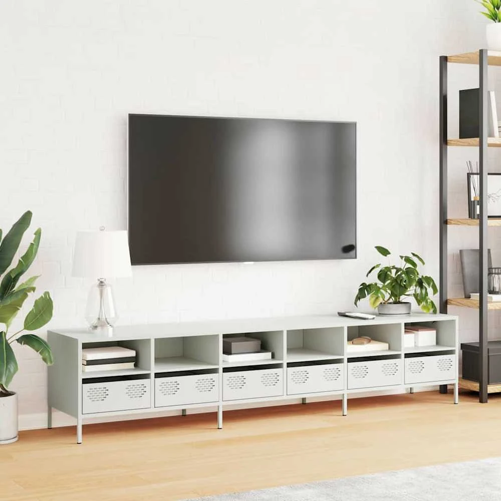 TV staliukas Televizoriaus spintelė, balta, 202x39x43,5cm, plienas