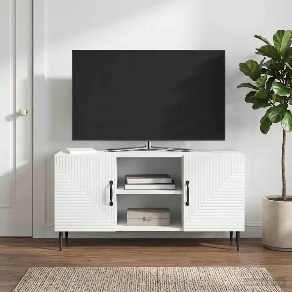 TV staliukas Televizoriaus spintelė Balta 102 x 34,5 x 50 cm