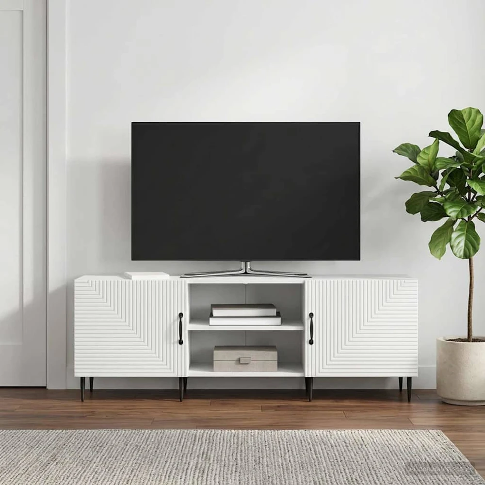 TV staliukas Televizoriaus spintelė 150 x 31 x 50 cm Balta Apdirbta mediena