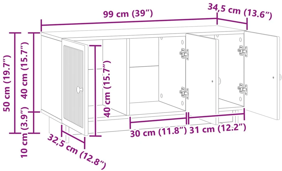 TV staliukas Televizoriaus spintelė Balta 99 x 34,5 x 50 cm Apdirbta mediena