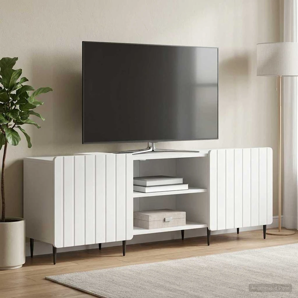 TV staliukas Televizoriaus spintelė Balta 150 x 31 x 52 cm Apdirbta mediena